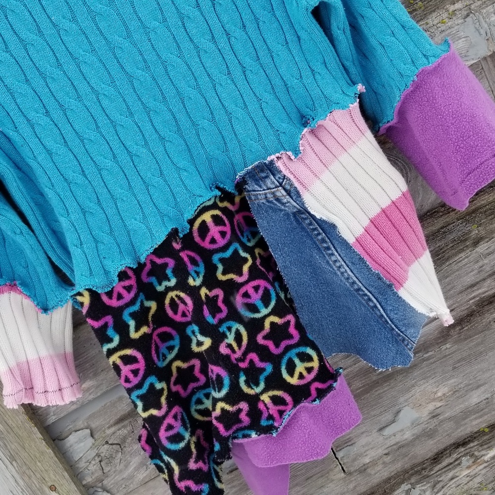 Boho Patchwork Sweater Funky Boho Upcycled - image 3